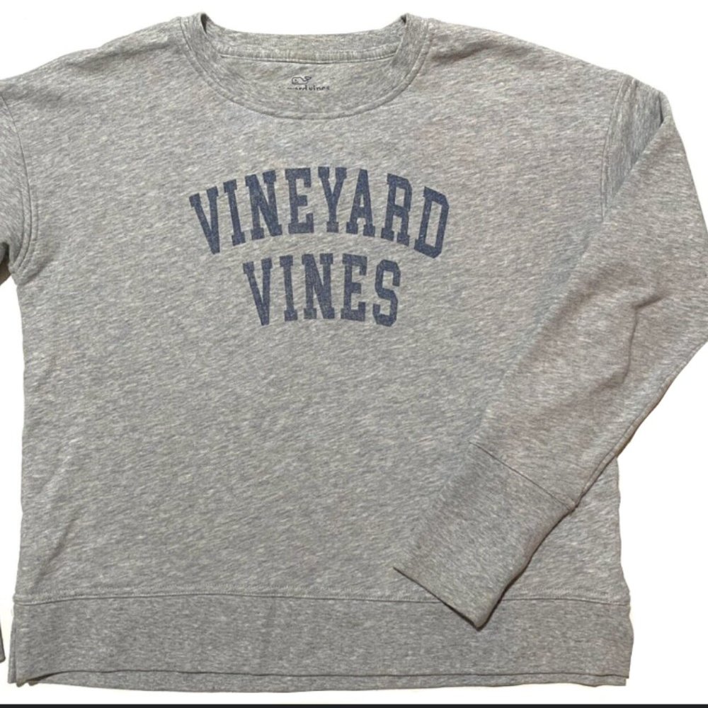 Vineyard Vines Sweatshirt Women's Small Crewneck Logo Gray College Preppy